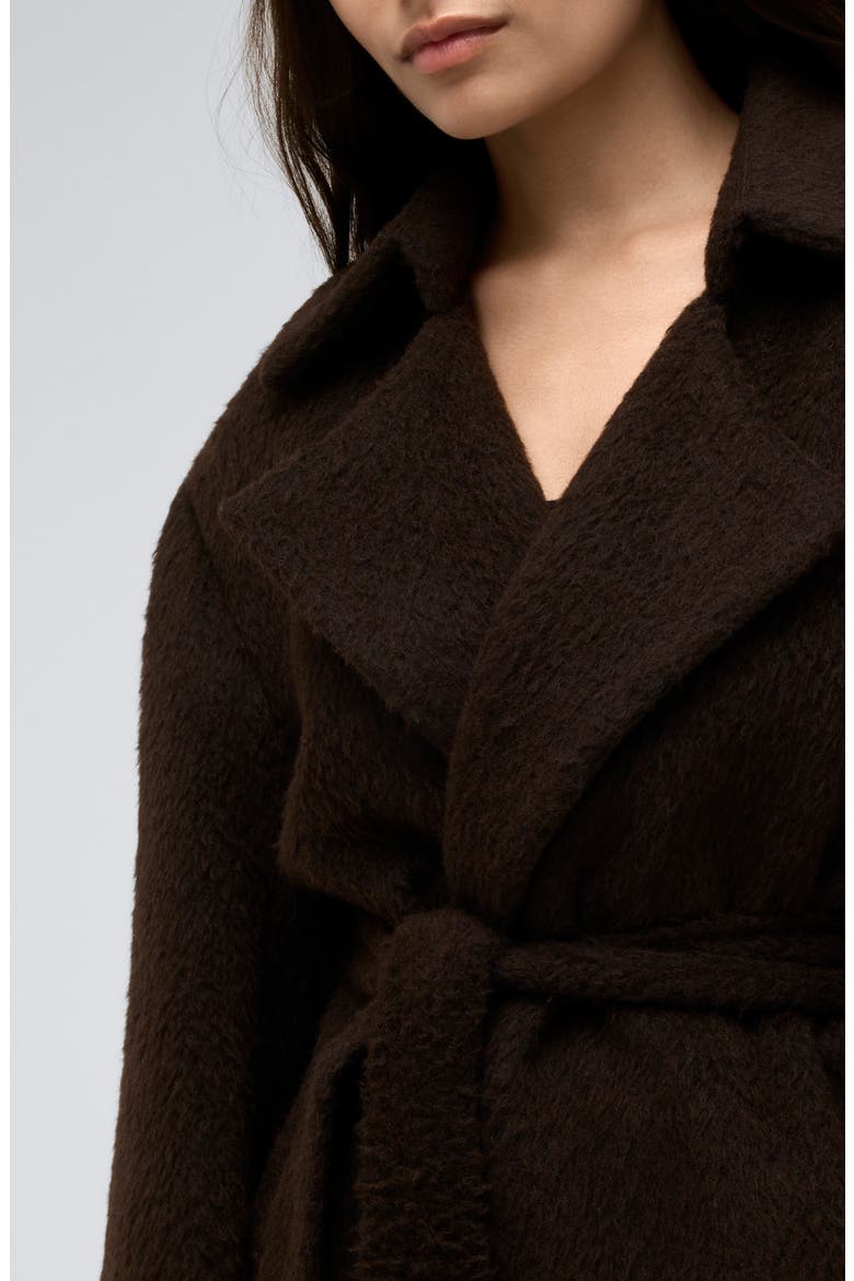 Brushed Longline Trench Coat, Alternate, color, DEEP BARK
