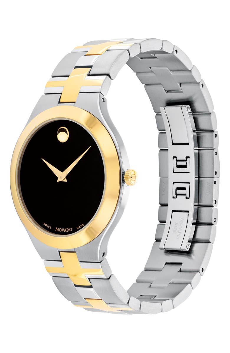 Movado Juro Two-Tone Bracelet Watch, 38mm, Alternate, color, Black