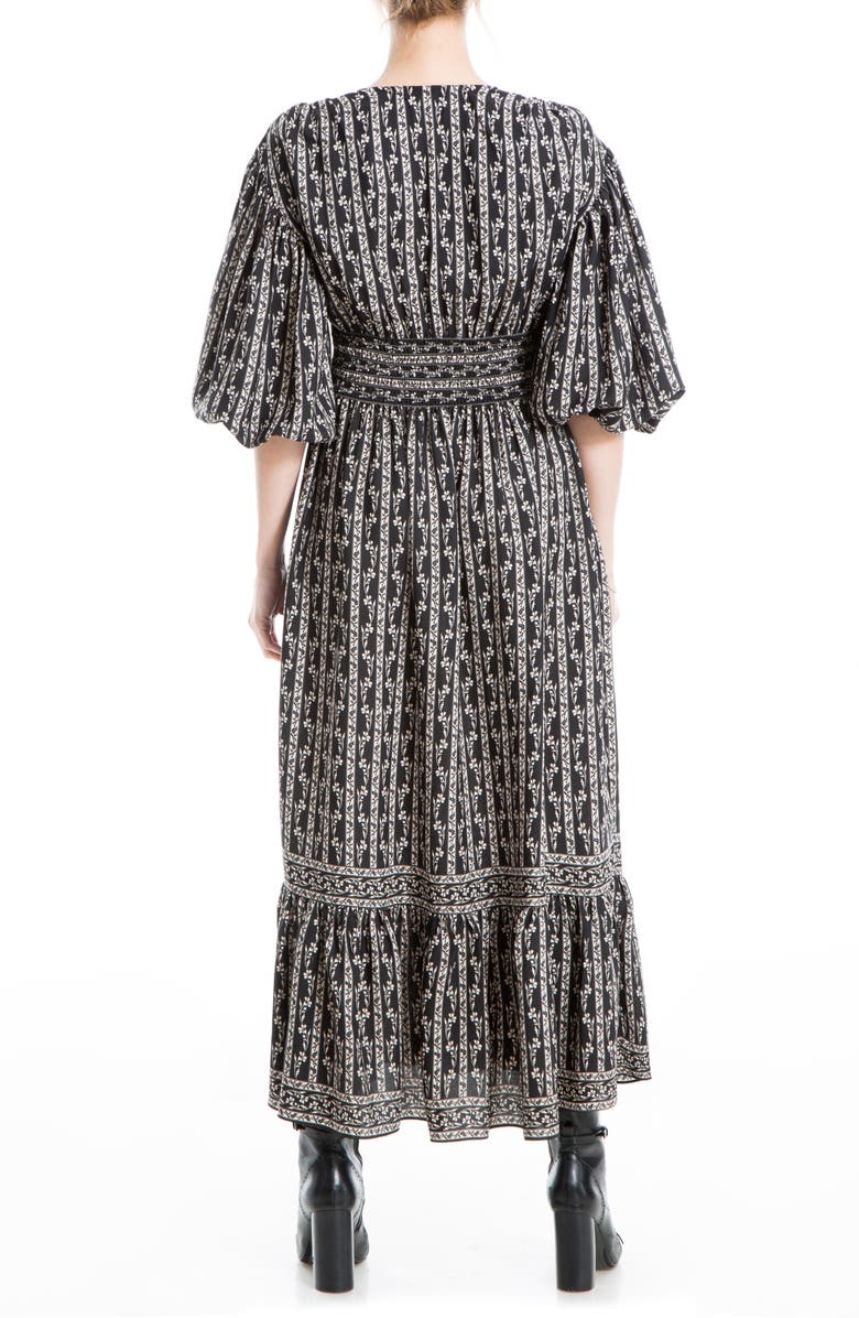 MAX STUDIO Flat Crepe 3/4 Puff Sleeve Maxi Dress, Alternate, color, 