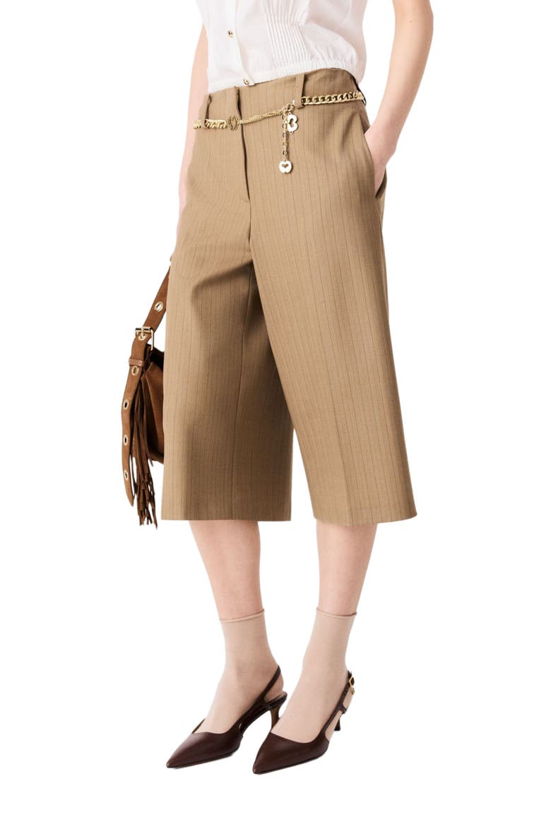 Tailored pleated Bermuda shorts, Alternate, color, Beige