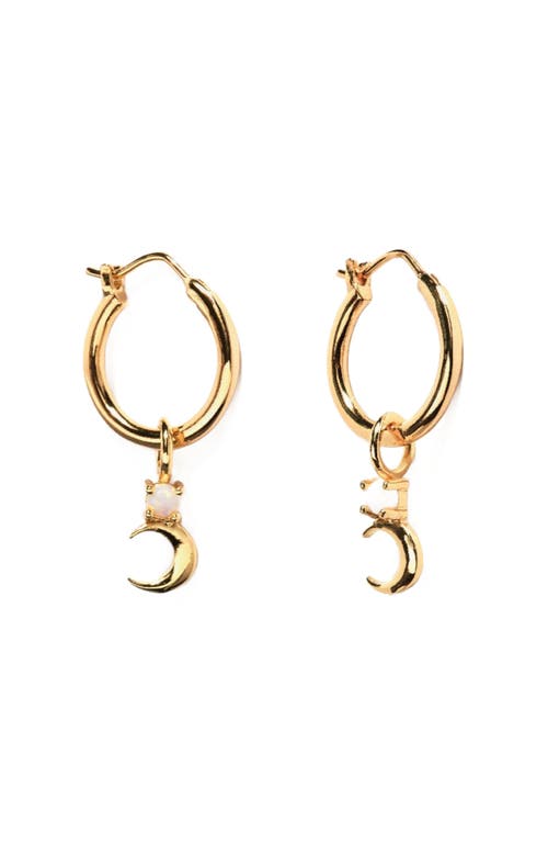 Little Sky Stone Crescent Moon Opal Earrings In Gold/white