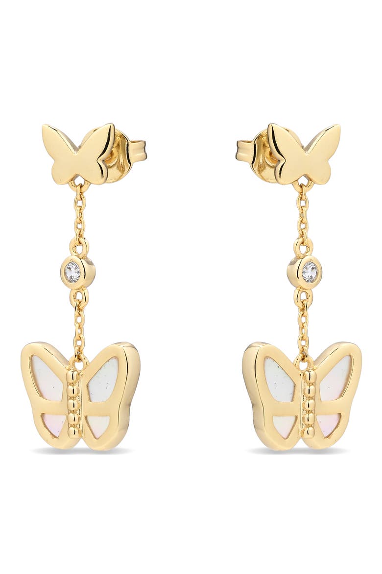 Flutter 14k Gold Plated Mother-of-Pearl Dangle Earrings, Alternate, color, GOLD