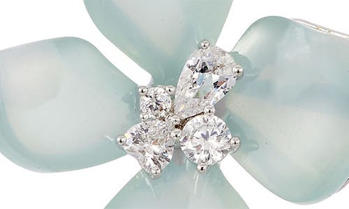 Savvy Cie Jewels Cubic Zirconia Resin Flower Stud Earrings In Green