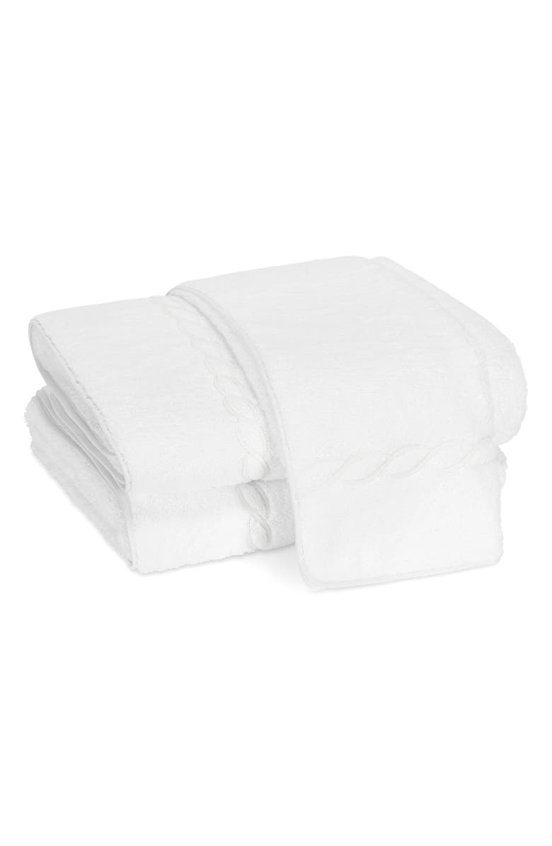 Matouk Classic Chain Wash Cloth, Main, color, White