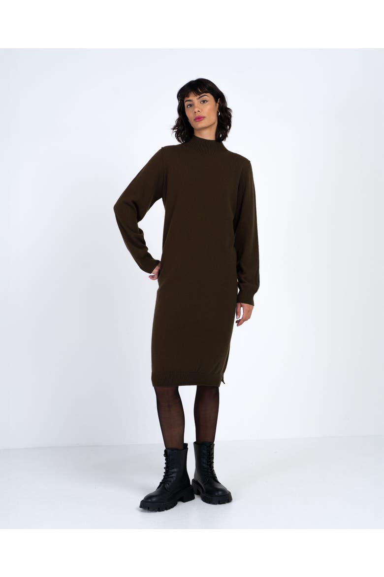 Turtle Neck Knitted Dress, Main, color, Chocolate