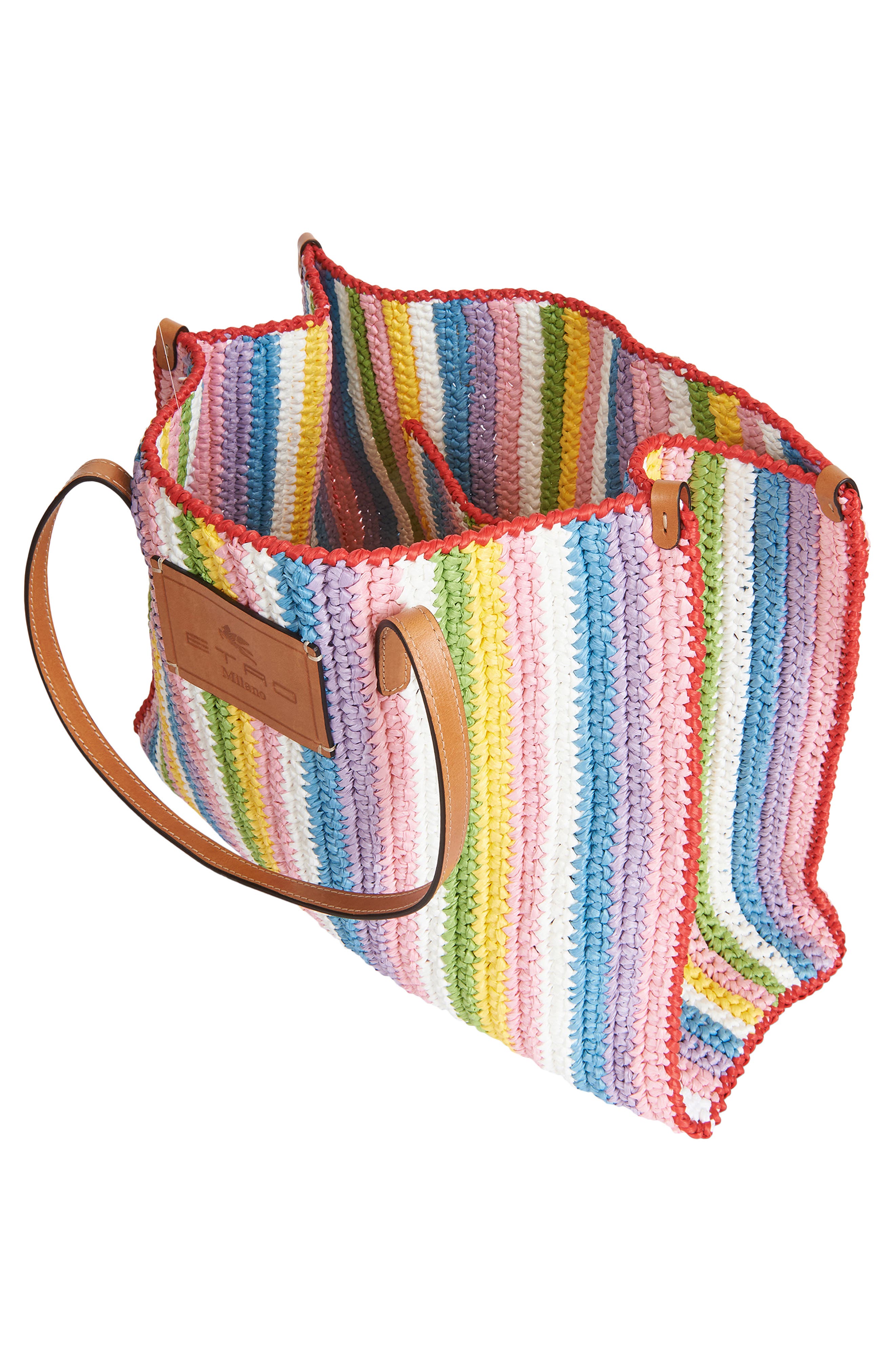 Etro Stripe Crochet Shopper, Alternate, color, 