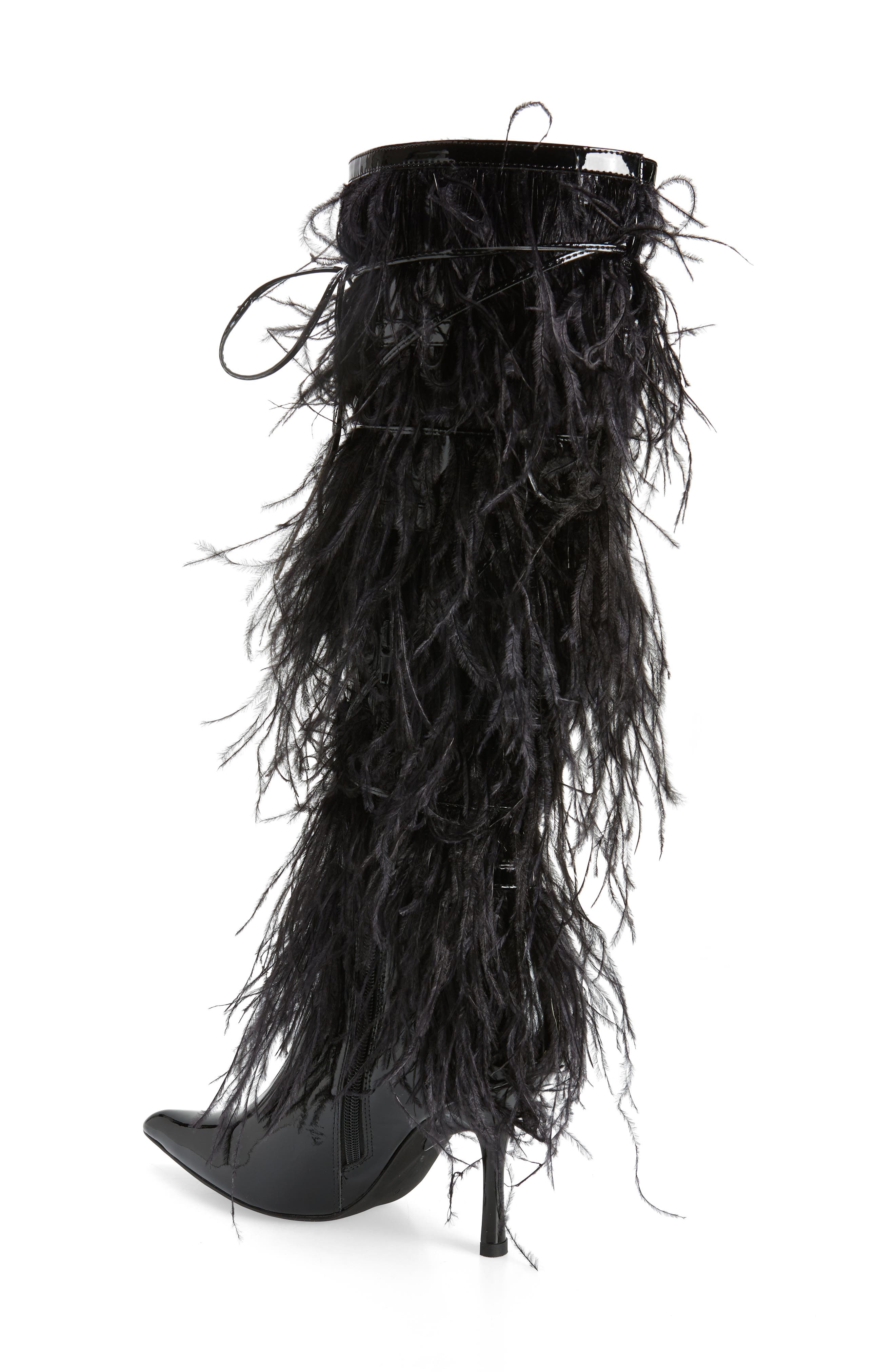 Shake-Ya Feather Over the Knee Boot, Alternate, color, BLACK PATENT MULTI