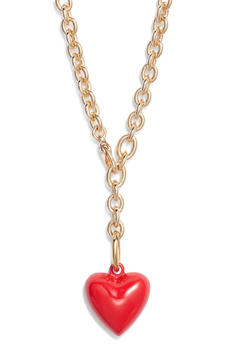 The Mini Happy Heart Pendant Necklace, Alternate, color, RED