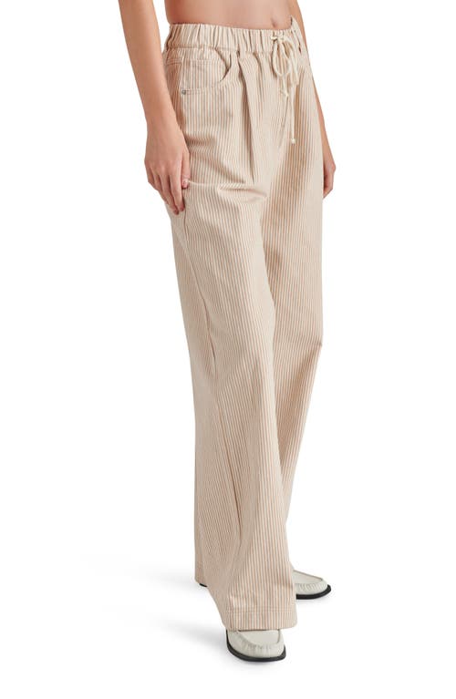 Shop Steve Madden Minorca Stripe Drawstring Cotton Pants In Khaki