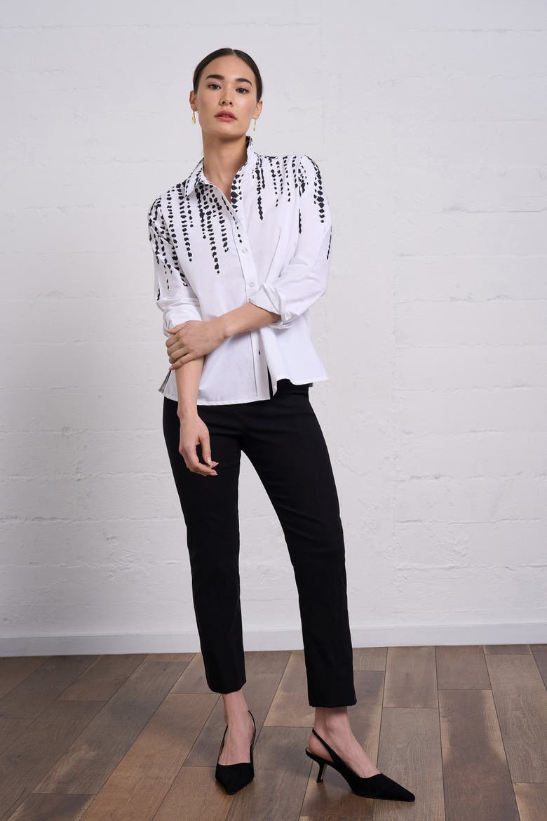 Cascading Dot Print Cotton Shirt, Alternate, color, White