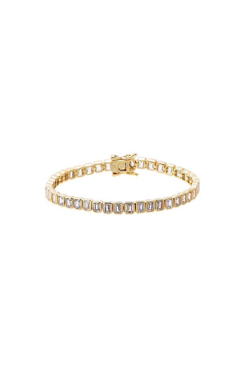 CZ Emerald Bezel Set Tennis Bracelet, Main, color, Gold