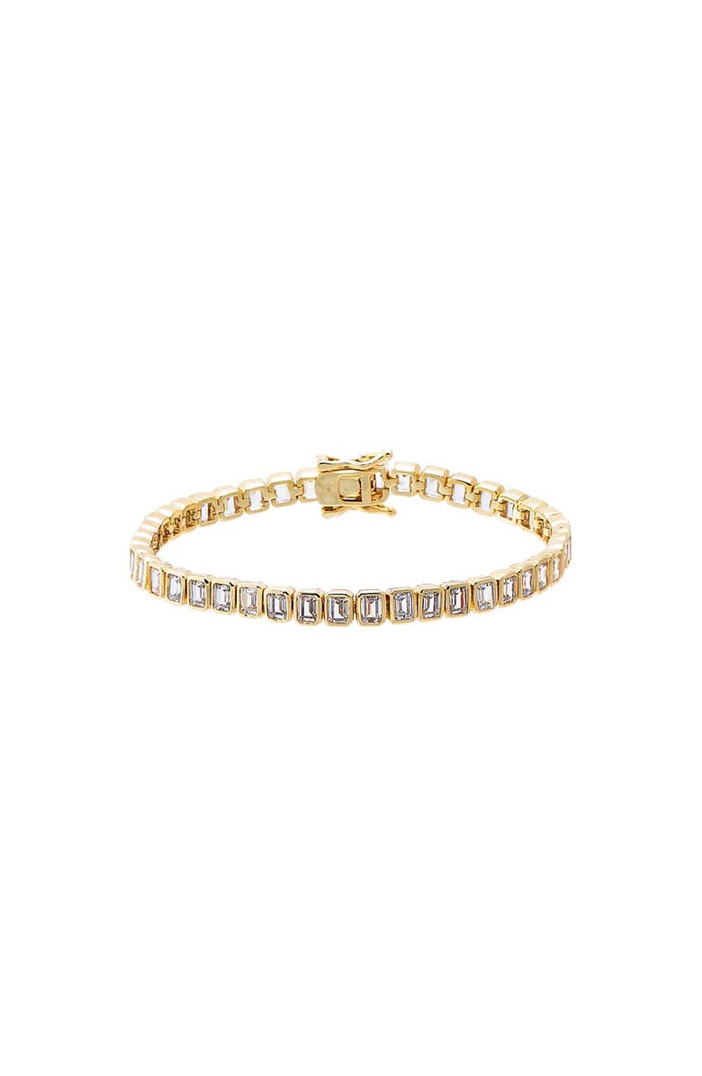 BY ADINA EDEN CZ Emerald Bezel Set Tennis Bracelet, Main, color, Gold