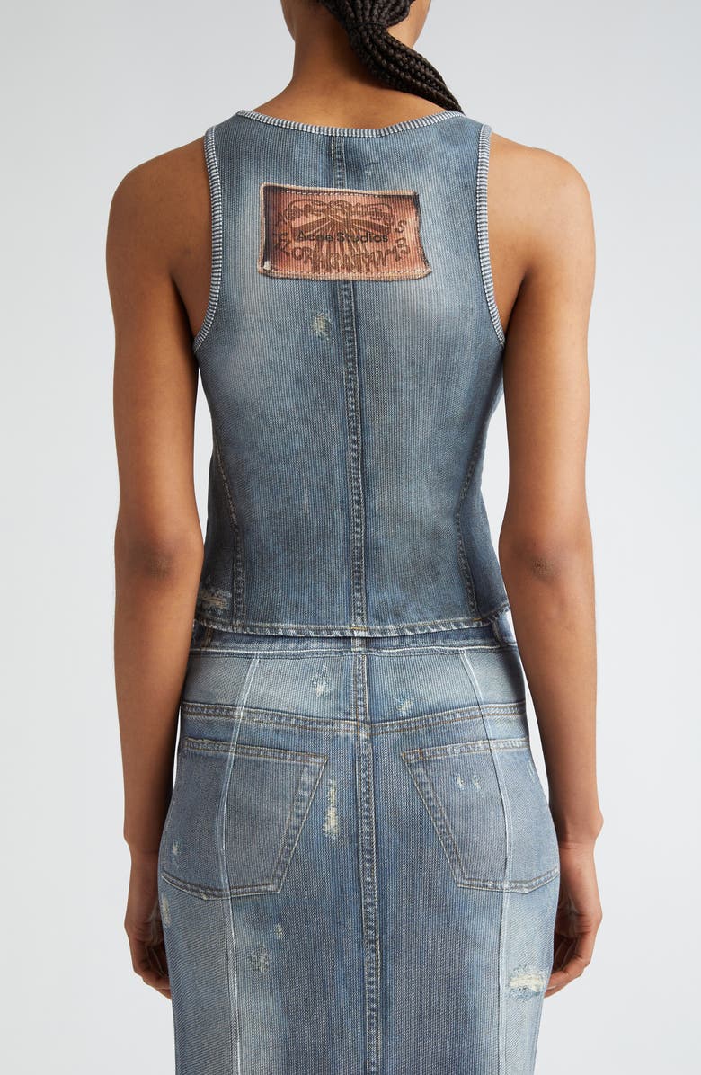 Acne Studios Elaia Denim Trompe l'Oeil Crop Tank, Alternate, color,