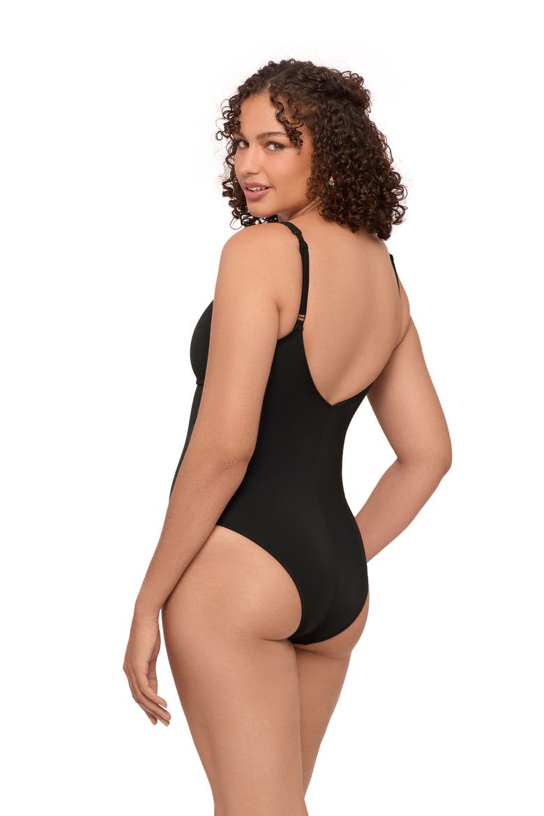 Smoothing and Sculpting U-Wire Adjustable One-Piece Swimsuit, Alternate, color, Onyx Black