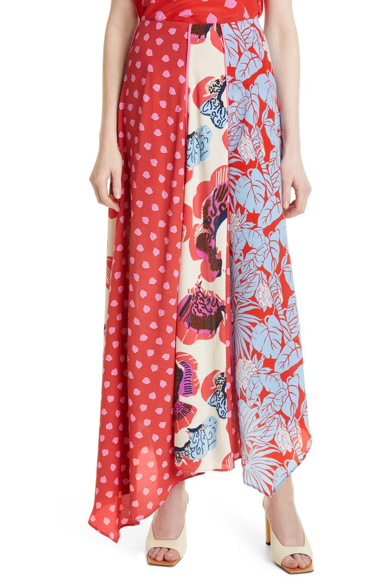 Jeffery Mix Print Asymmetrical Skirt, Main, color, PALM MEDIUM/ CHICKPEA DOT