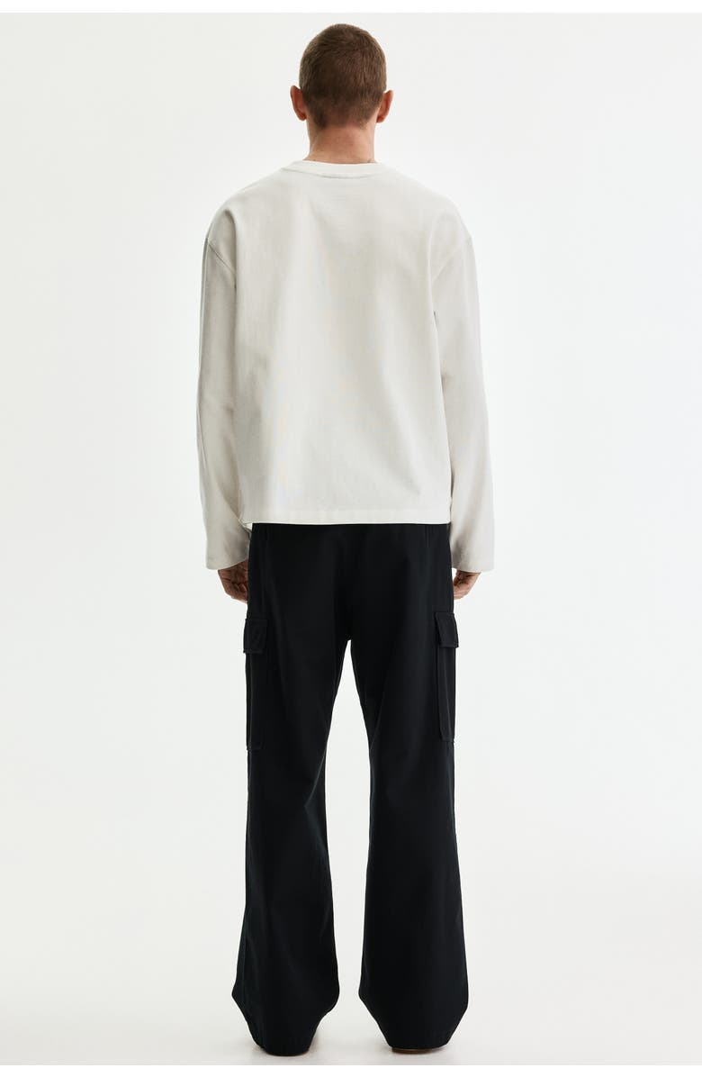 H&M Relaxed-fit cotton cargo pants, Alternate, color, Black