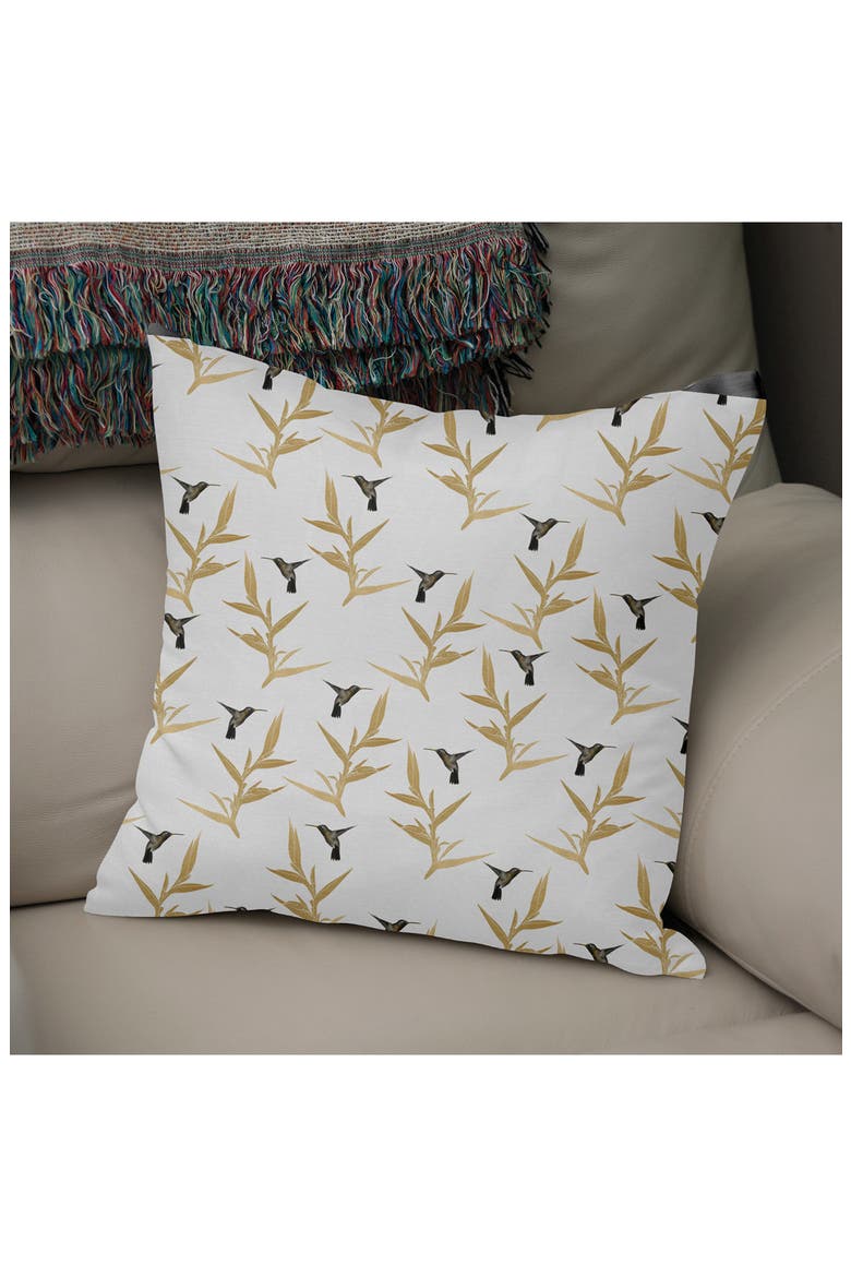 Hummingbird & Flower II Throw Pillow, Alternate, color, WHITE