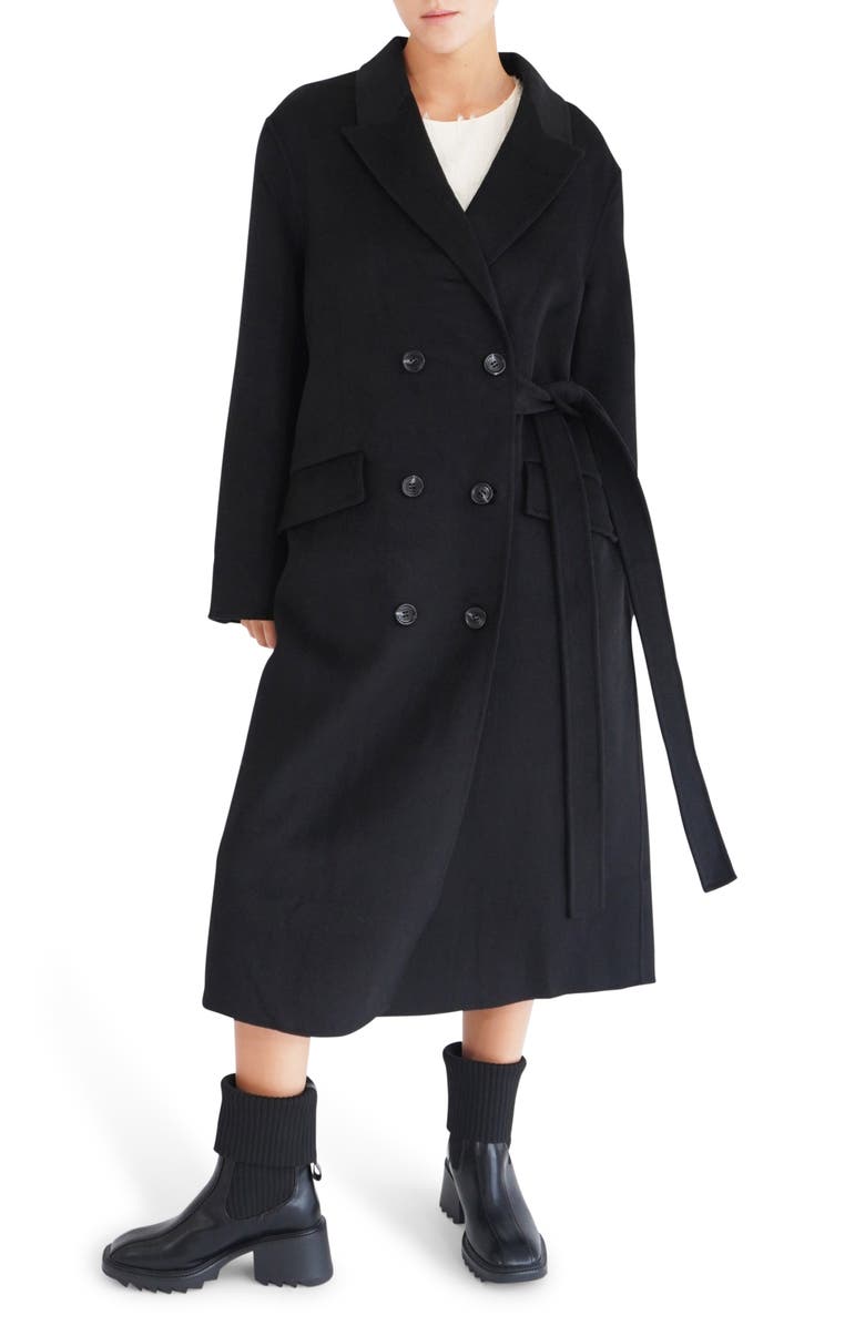 Belle & Bloom Right There Side Tie Wool Blend Coat, Main, color,