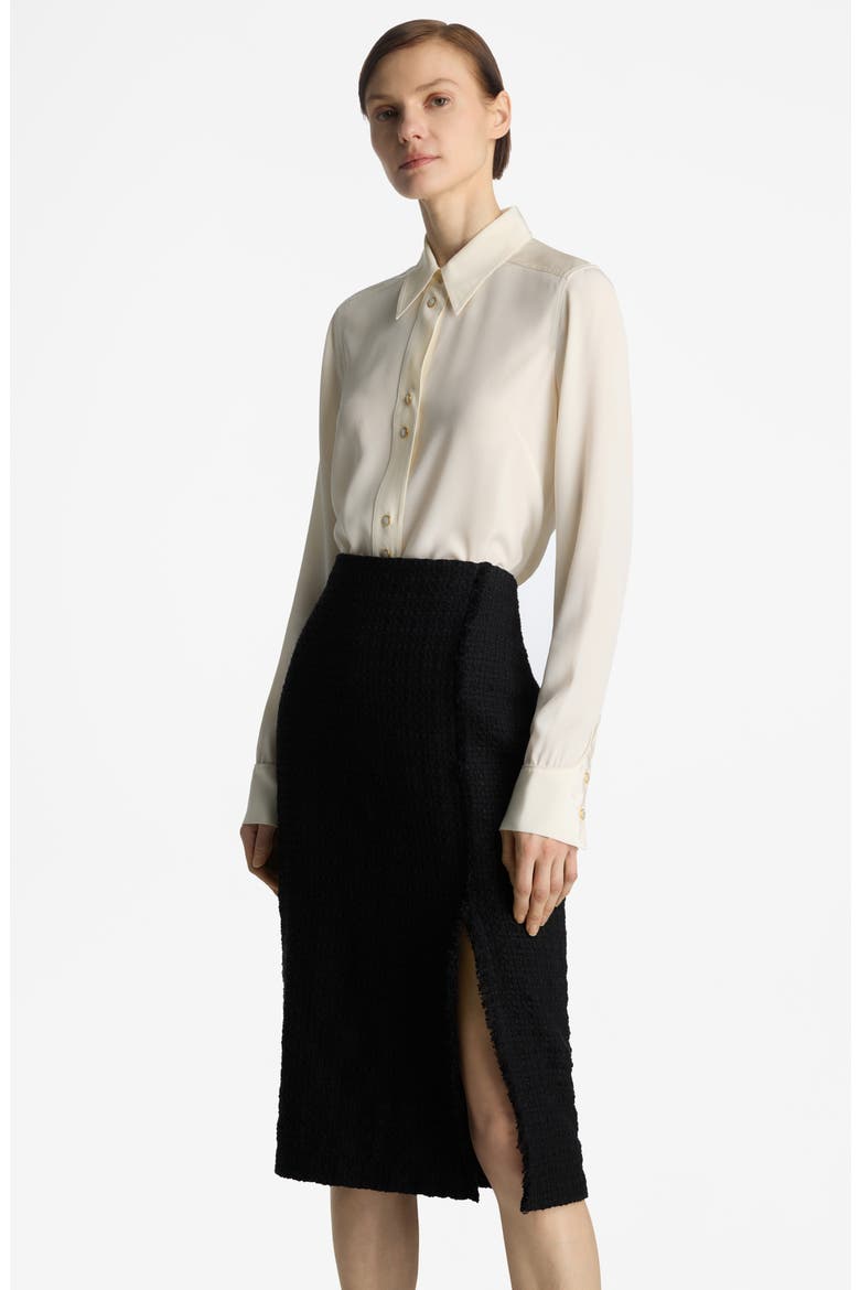 Silk Snap-Up Shirt, Alternate, color, ECRU
