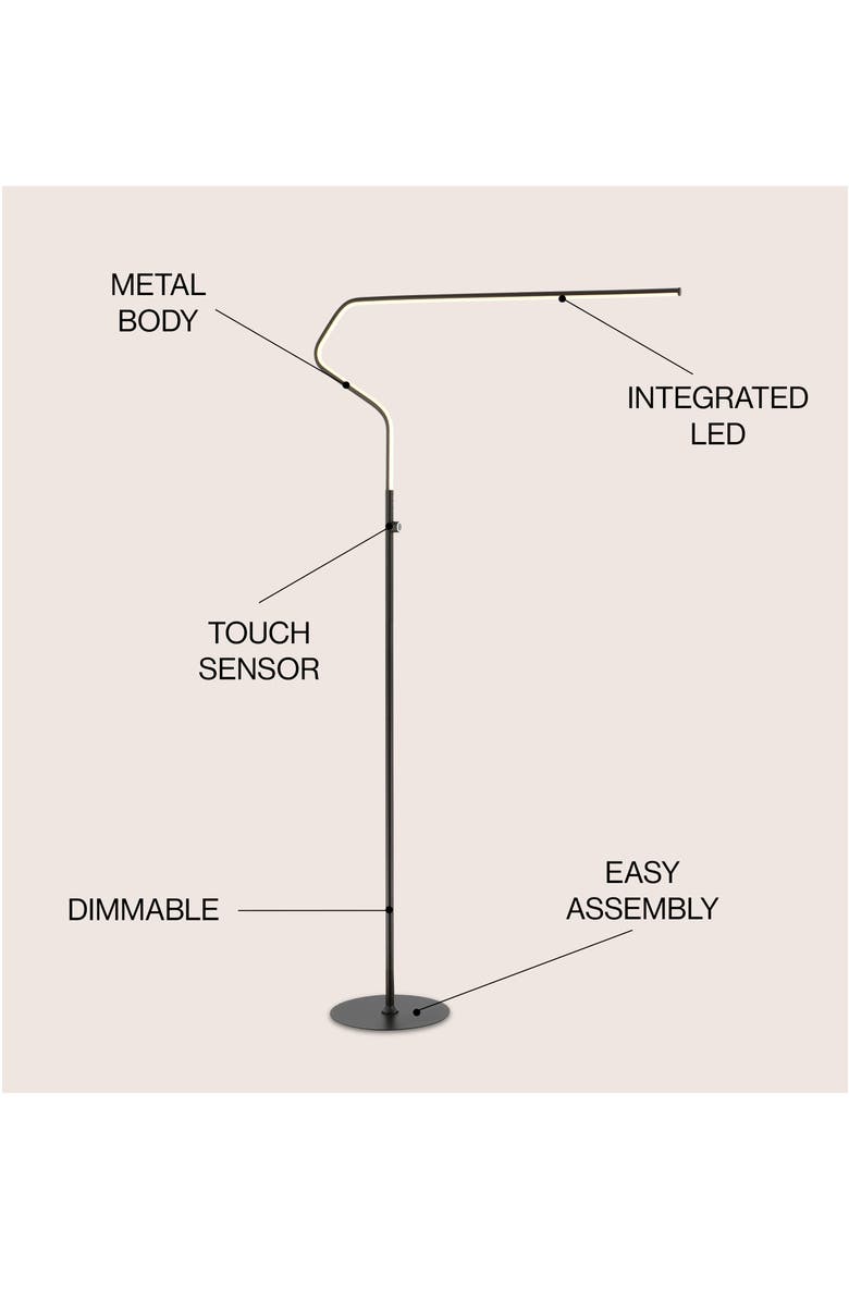 JONATHAN Y Julian 65.25" Integrated LED Metal Floor Lamp, Alternate, color, Black