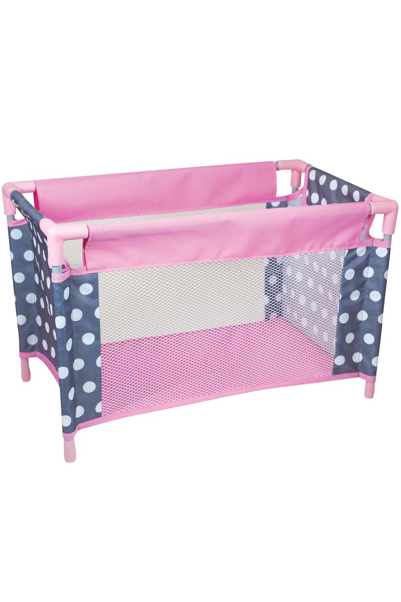 Deluxe Doll Nursery 12 Piece Set, Pink Blue Polka Dot, Fits Up To 16 Inches, Alternate, color, Multicolored