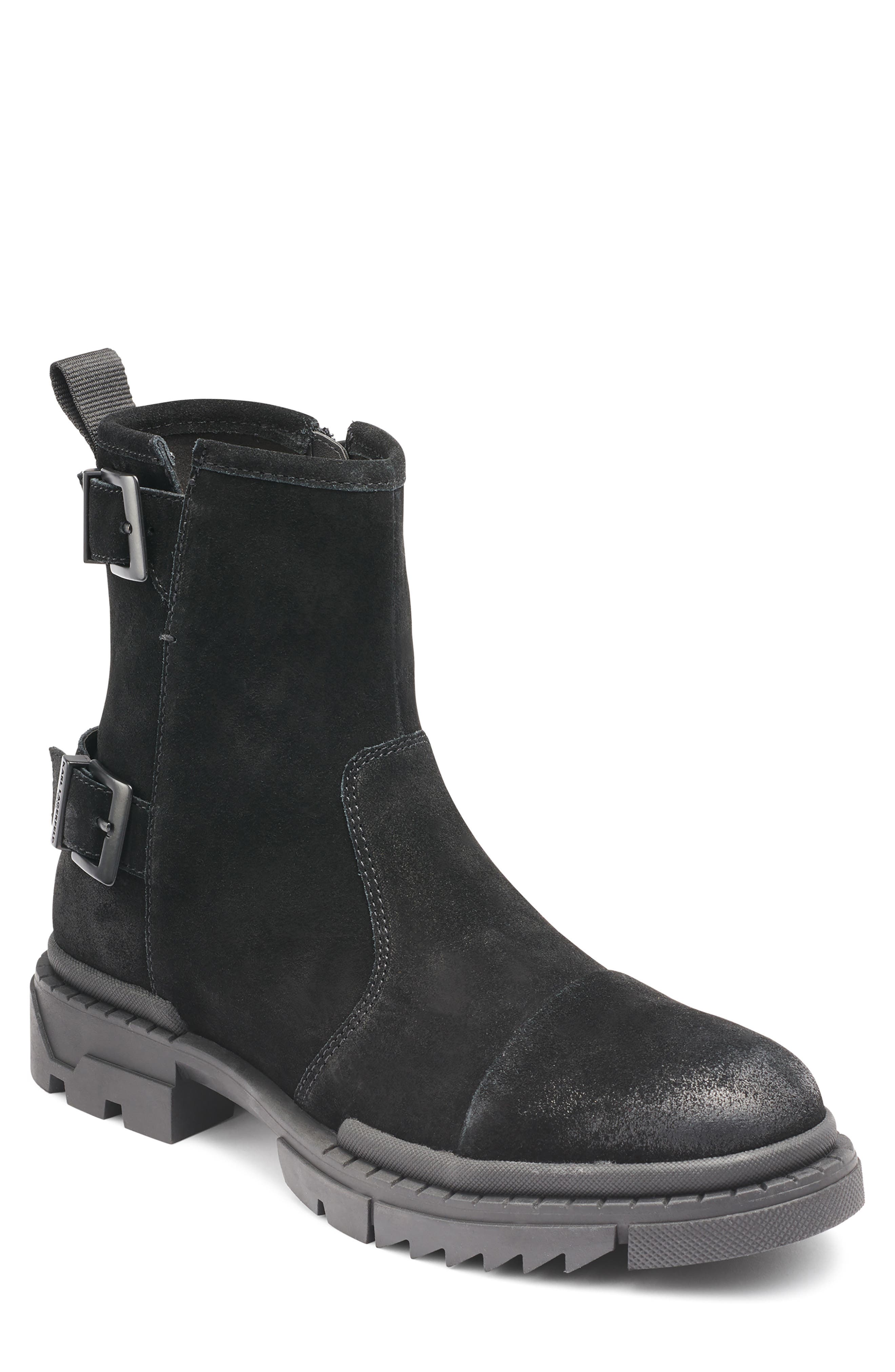 Double Buckle Suede Engineer Boot