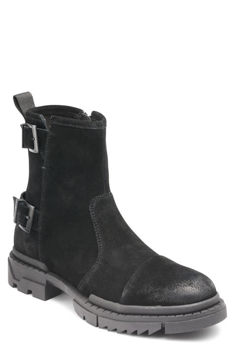 Double Buckle Suede Engineer Boot (Men)