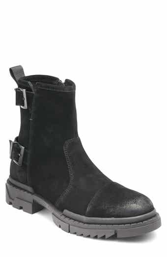 KARL LAGERFELD PARIS Double Buckle Suede Engineer Boot