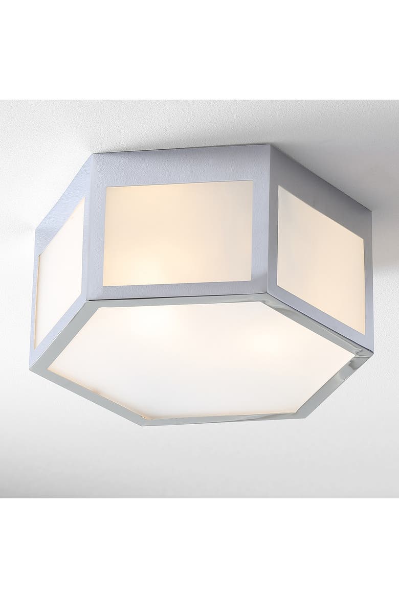 Minimo Hexagon Metal/Frosted Glass LED Flush Mount, Alternate, color, Chrome