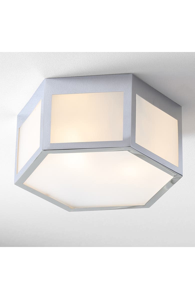 JONATHAN Y Minimo Hexagon Metal/Frosted Glass LED Flush Mount, Alternate, color, Chrome