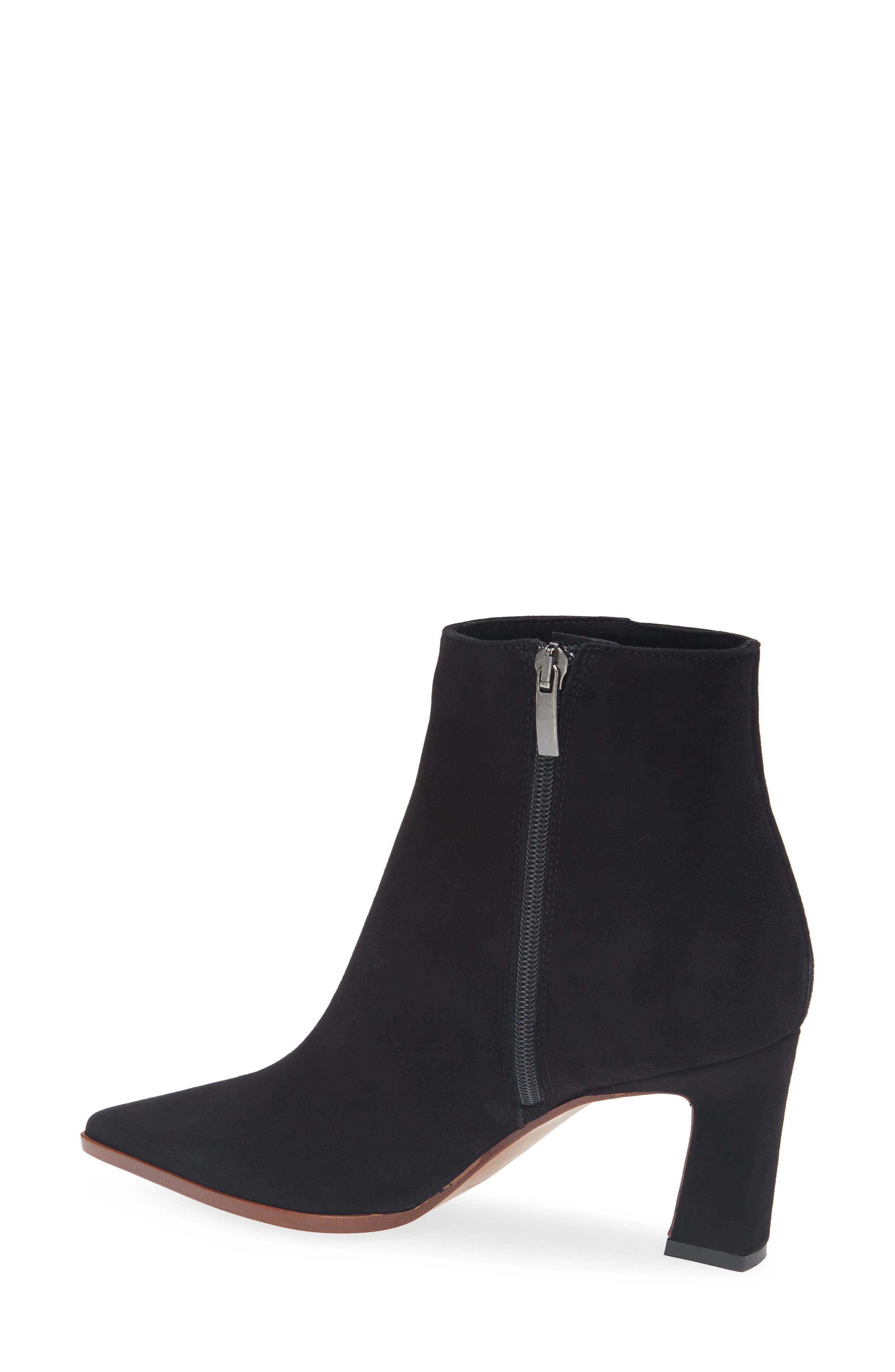 Norissa Pointed Toe Snakeskin Bootie, Alternate, color, BLACK SUEDE