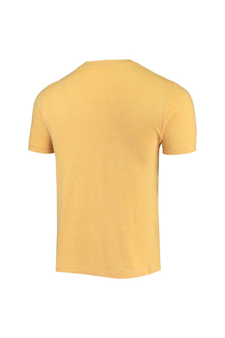 Men's New Era Heathered Gold Pittsburgh Steelers Helmet Logo Tri-Blend T-Shirt, Alternate, color, Heather Gold