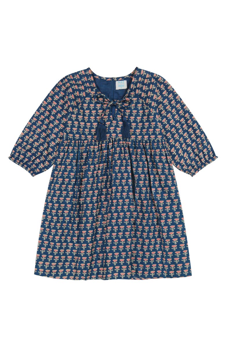 Mer St. Barth Sara Popover Dress, Main, color, Blue Floral Block Print