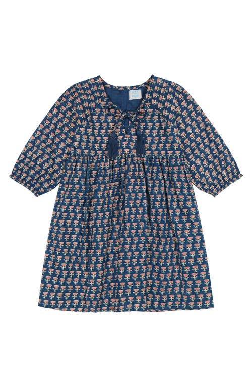 Mer St. Barth Girls' Sara Popover Dress - Little Kid, Big Kid In Blue Floral Block Print