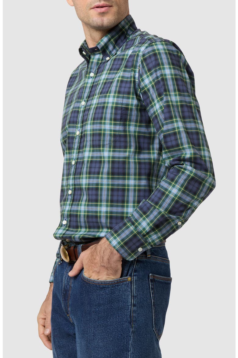 Slim Fit Button-Down Shirt, Alternate, color, NAVY/ BLUE/ YELLOW TARTAN