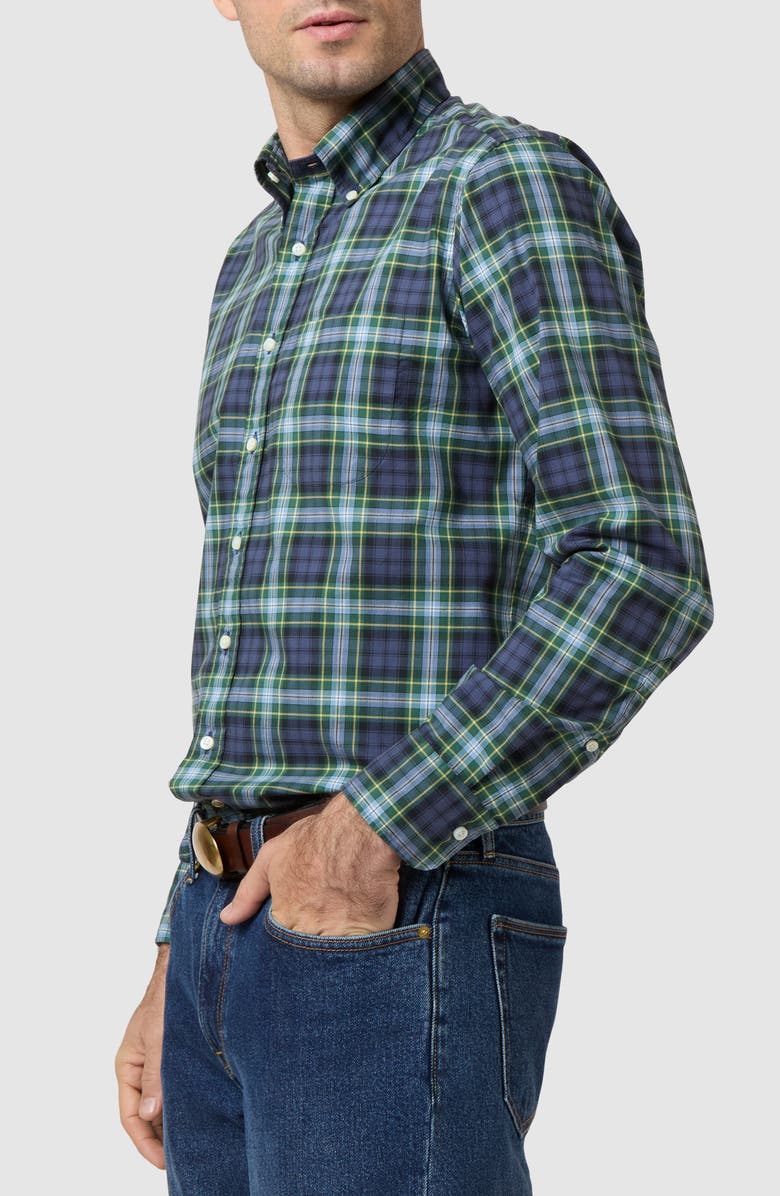 Sid Mashburn Slim Fit Button-Down Shirt, Alternate, color, Navy/ Blue/ Yellow Tartan