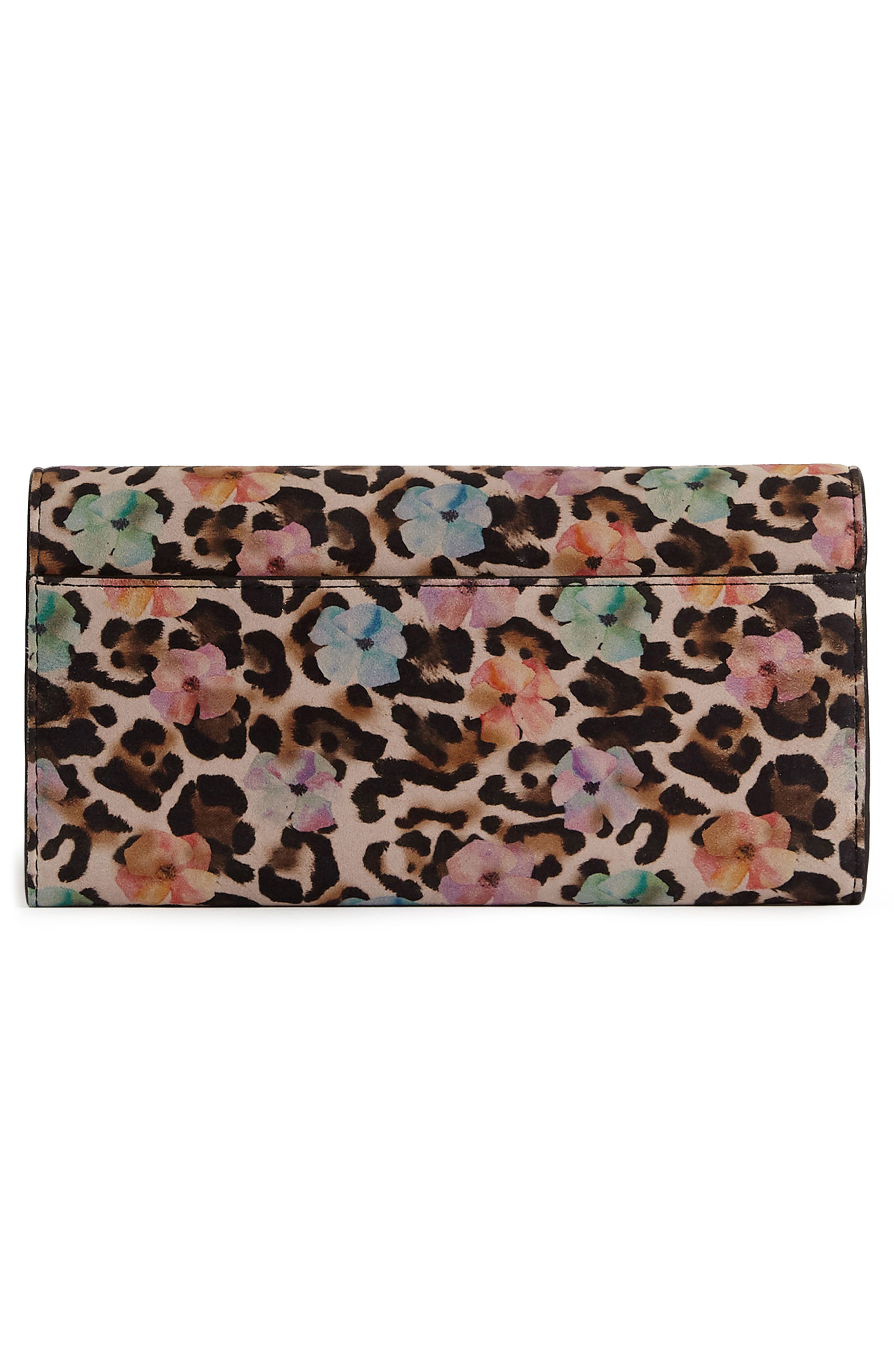 Kepi Calfskin Suede Wallet on a Chain, Alternate, color, FLOWER LEOPARD