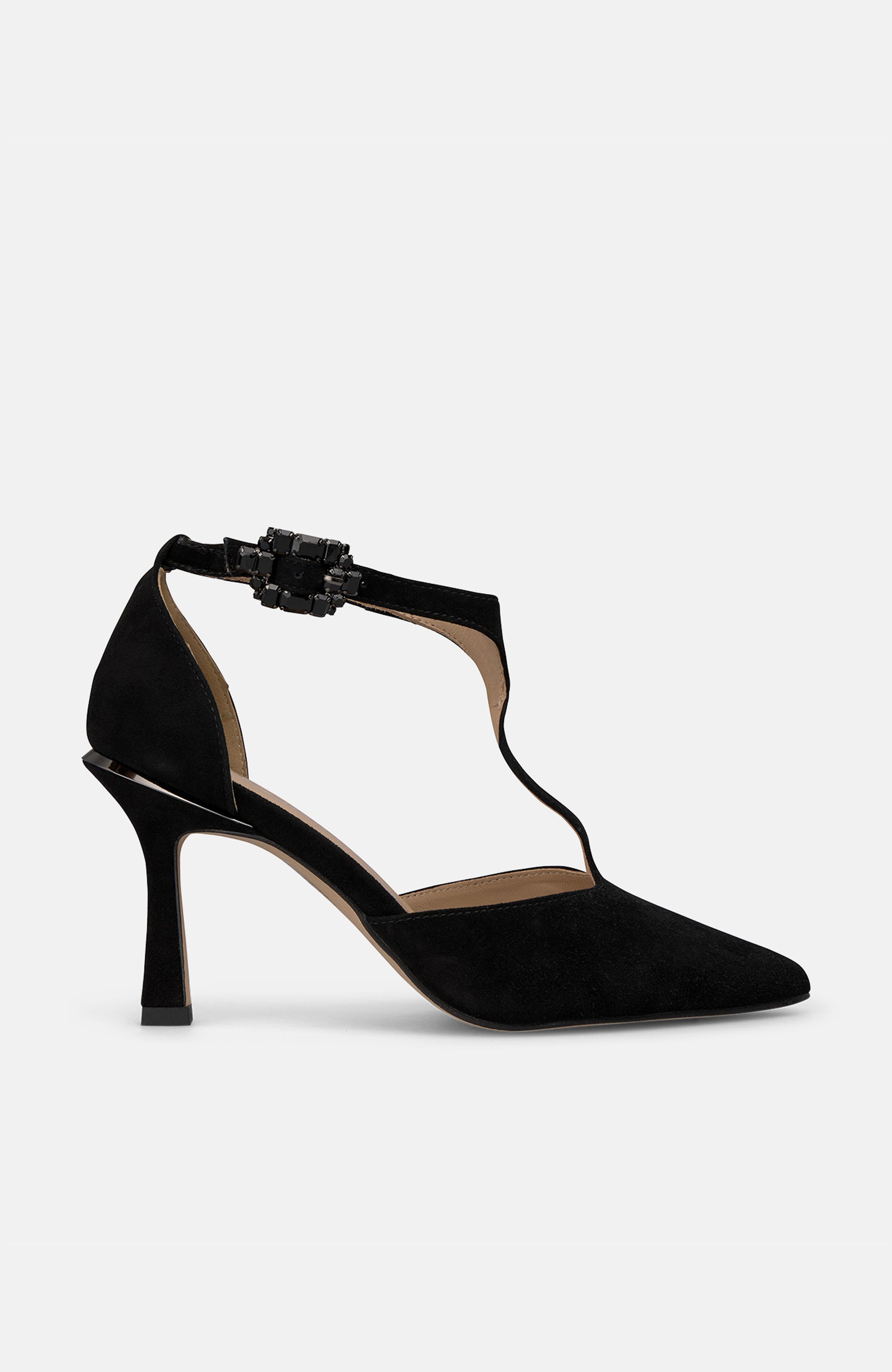 Sharp Jewel Buckle Shoe, Alternate, color, Black