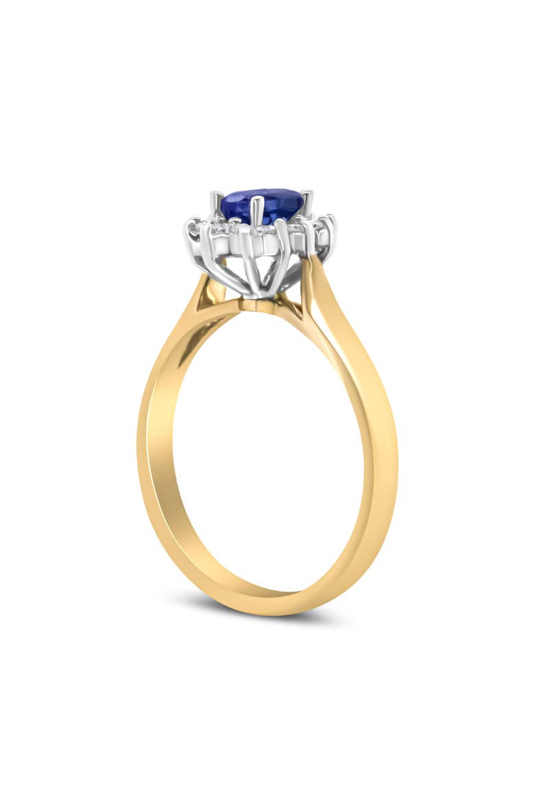 14K Gold 1/5 Cttw Diamond & Blue Tanzanite Halo Ring, Alternate, color, Yellow