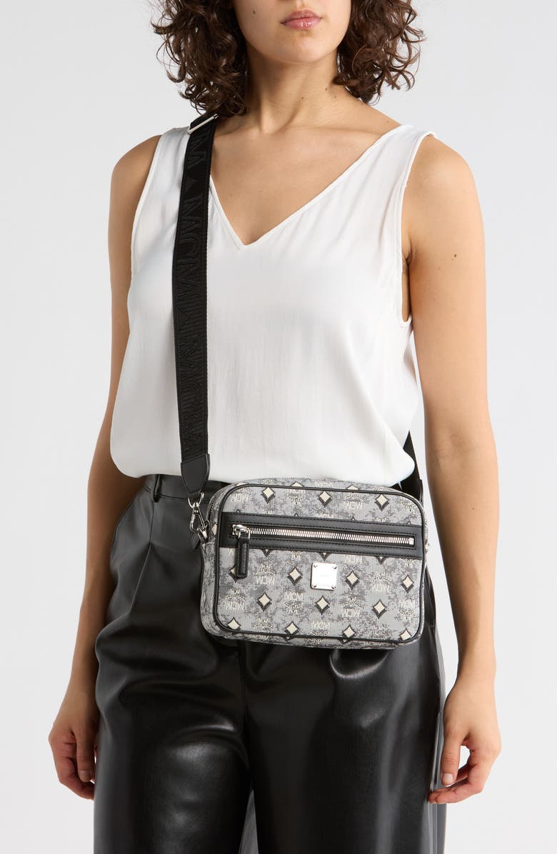 MCM Aren Messenger Bag, Alternate, color, Grey