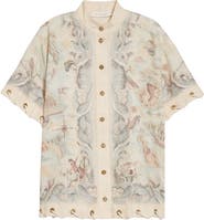 Zimmermann Rebellion Rope Trim Linen Button-Up Shirt