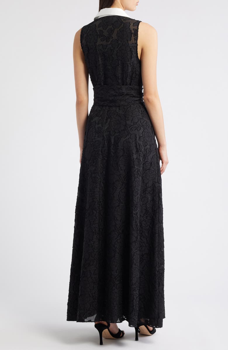 Julia Jordan Floral Burnout Sleeveless Gown, Alternate, color, Black