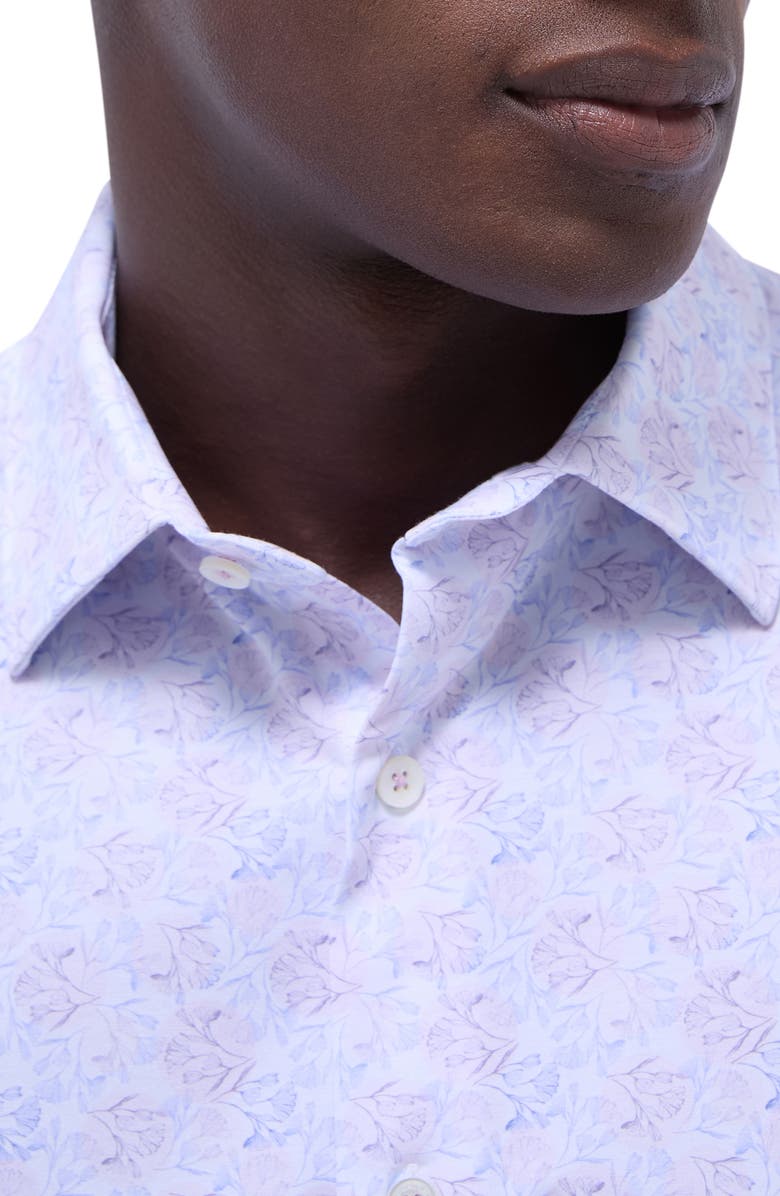 Bugatchi Miles OoohCotton<sup>®</sup> Floral Short Sleeve Button-Up Shirt, Alternate, color, Dusty Pink