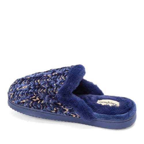 Dearfoams Paris Chenille Shaped Tab Scuff Slipper In Blue