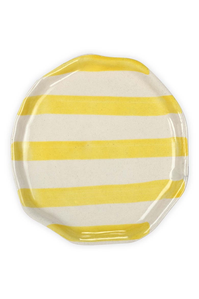 Stripe Stoneware Ceramic Plate, Main, color, YELLOW