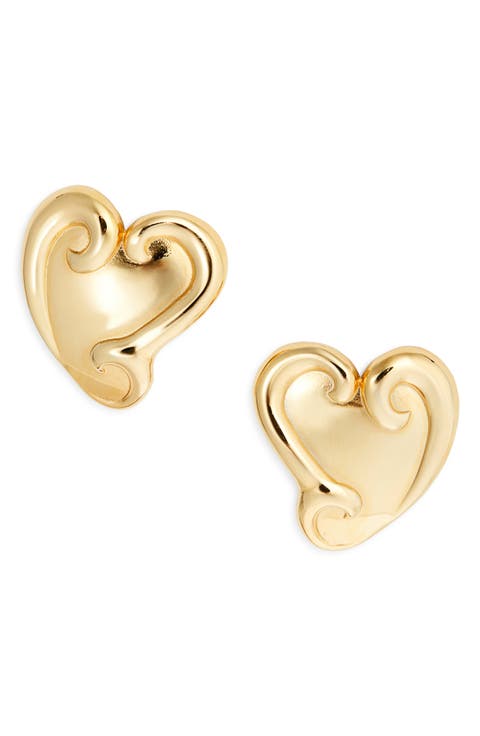 Small Swirl Heart Stud Earrings