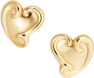 Oscar de la Renta Small Swirl Heart Stud Earrings