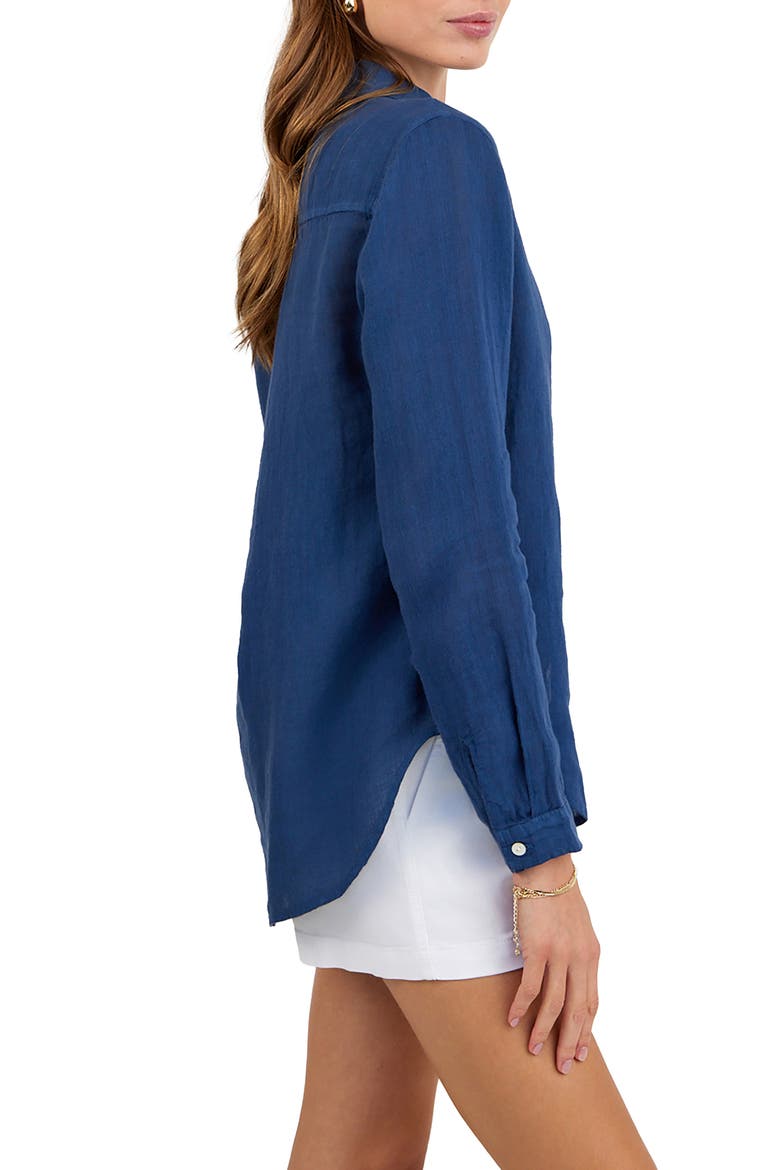Garment Dyed Linen Button-Up Shirt, Alternate, color, MIDNIGHT SURF