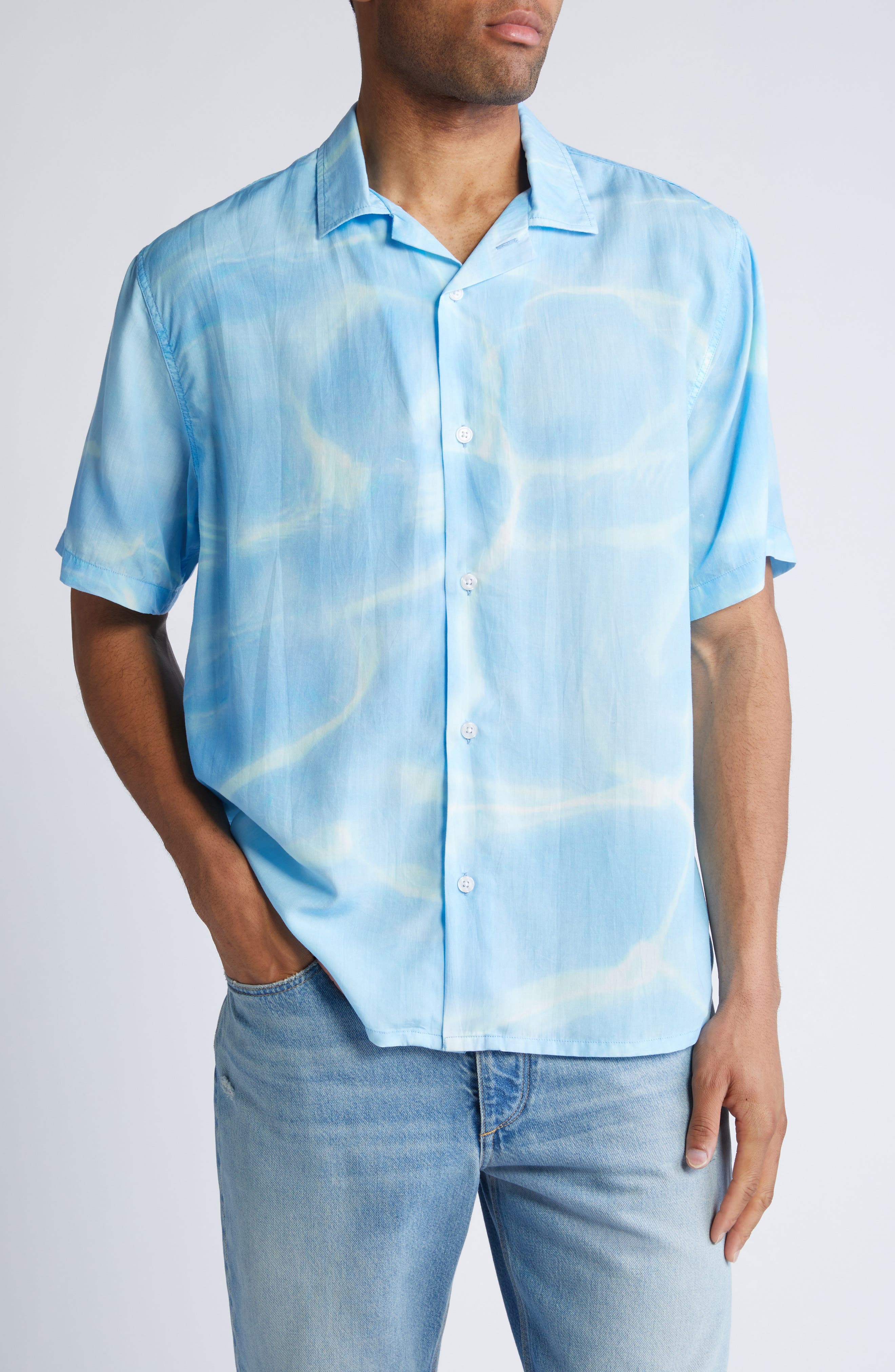 Corridor Hockney Ripple Print Camp Shirt (Men) | Nordstromrack
