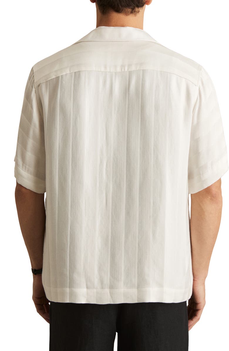 Reiss Melba Jacqurd Stripe Camp Shirt, Alternate, color, White